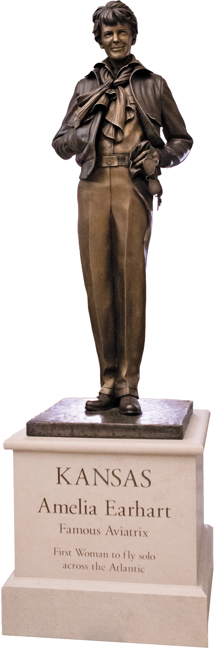 A statue of Amelia Earhart