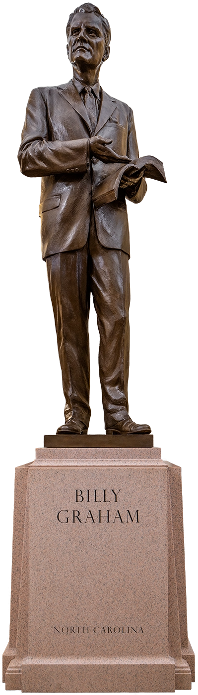 A statue of Reverend William Franklin “Billy” Graham, Jr.