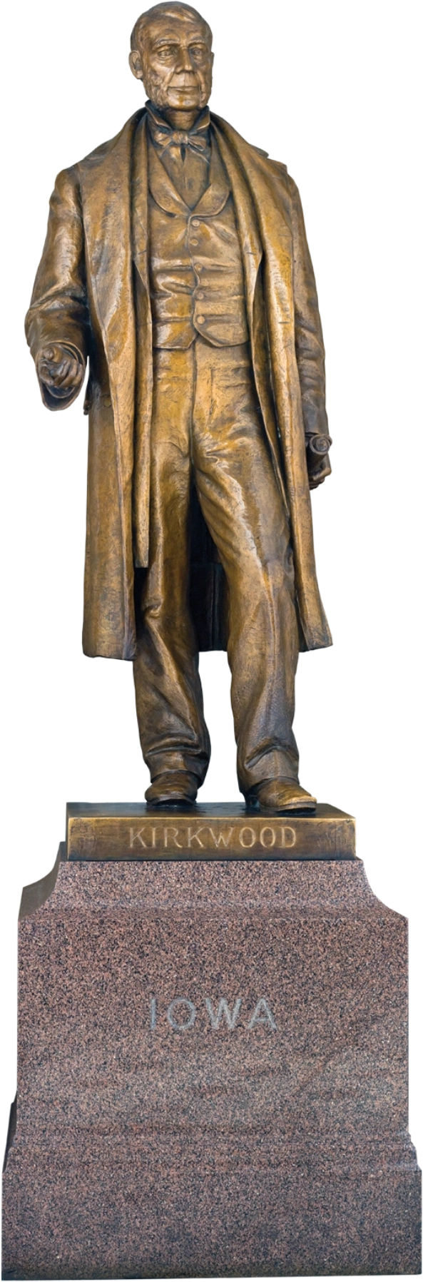 A statue of Samuel Jordan Kirkwood