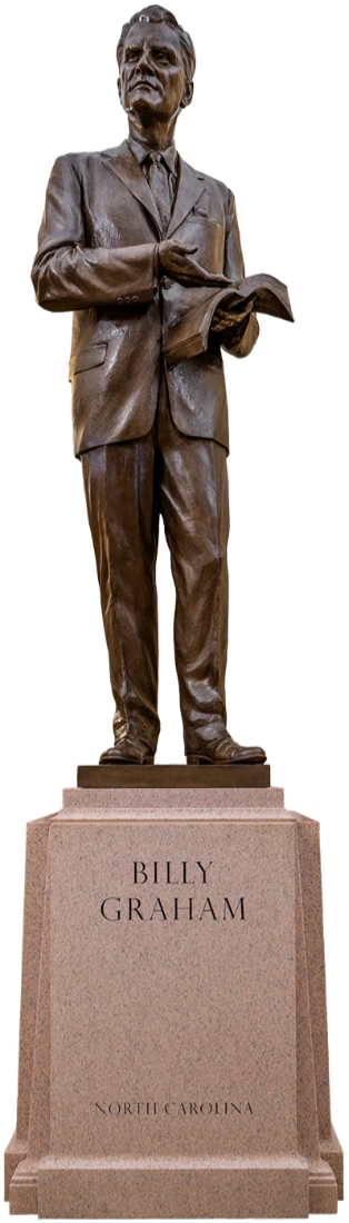 A statue of Reverend William Franklin “Billy” Graham, Jr.