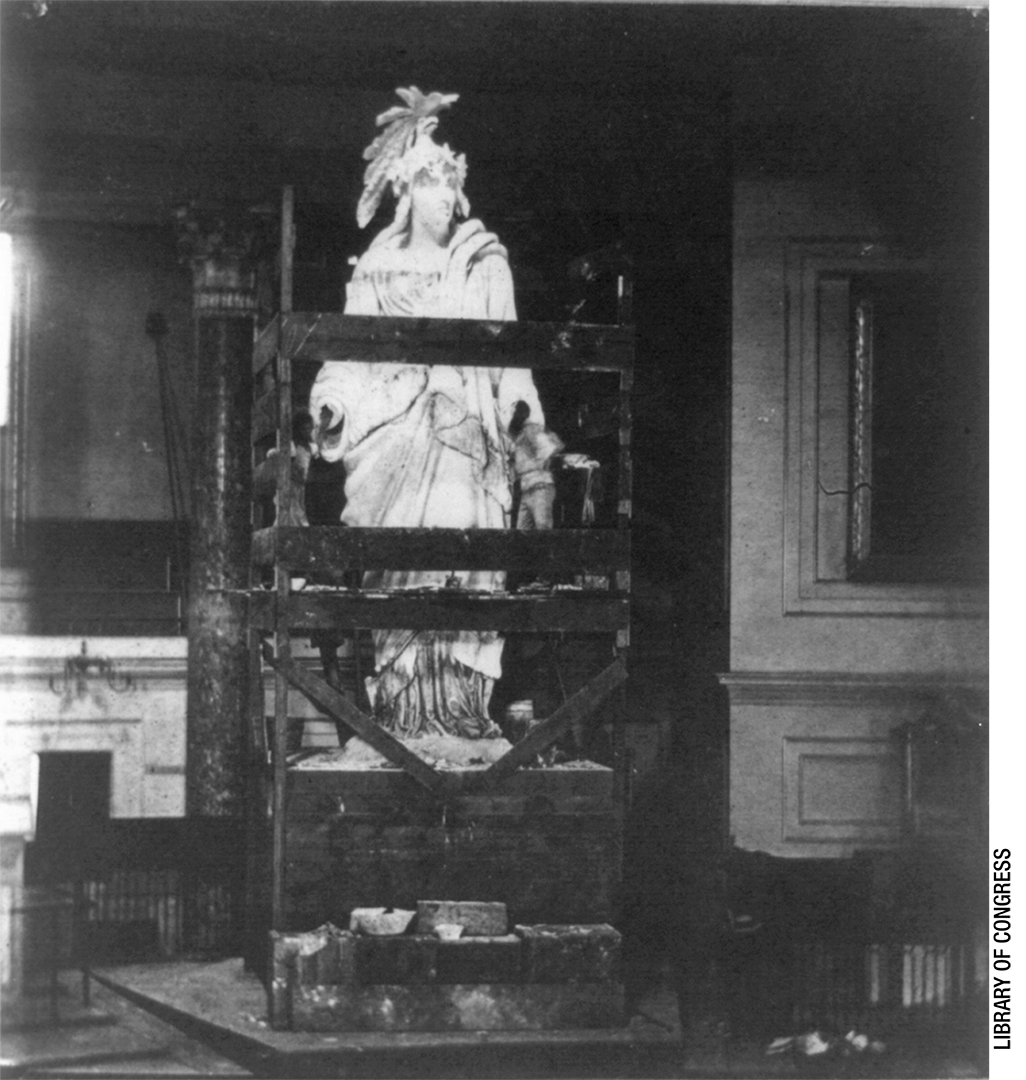 Statue of Freedom in a crate