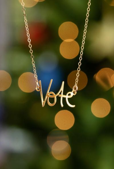 Vote Necklace in Gold Plate, Small